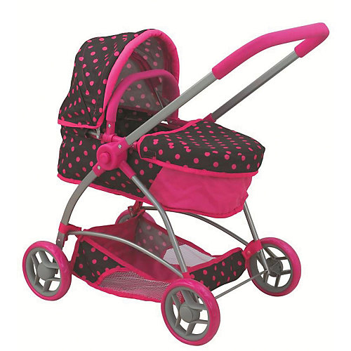 Коляска для кукол Buggy Boom Amidea трансформер, розовая с черным в горошек от Buggy Boom