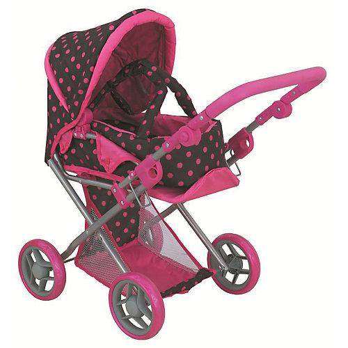 Коляска для кукол Buggy Boom Infinia трансформер, розово-черная в горошек от Buggy Boom