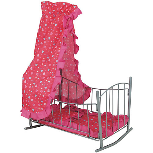 Кроватка для кукол Buggy Boom Loona с балдахином, розовая/коралл от Buggy Boom