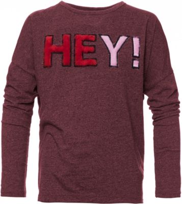 Langarmshirt mit Plsch-Applikation dunkelrot Gr. 140/146 Mdchen Kinder