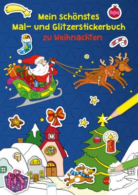 Buch - Mein schönstes Mal- und Glitzerstickerbuch zu Weihnachten