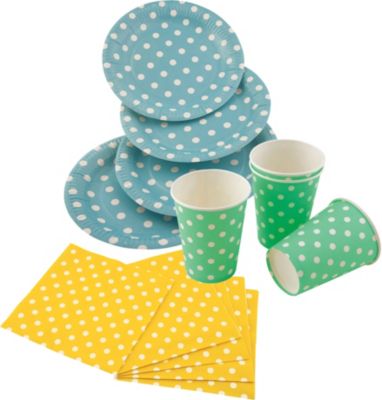 Partyset Punkte, 32-tlg. bunt