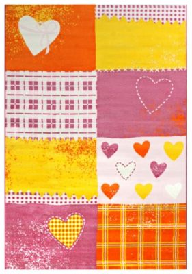 Kinderteppich Bambino Patchwork Herzen pink Gr. 120 x 170