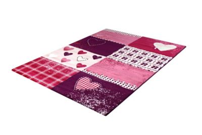 Kinderteppich Bambino Patchwork Herzen lila Gr. 160 x 230