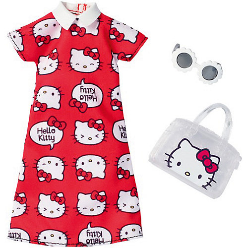 Одежда для куклы Barbie "Универсальный наряд коллаборации" Красное платье Hello Kitty от Mattel