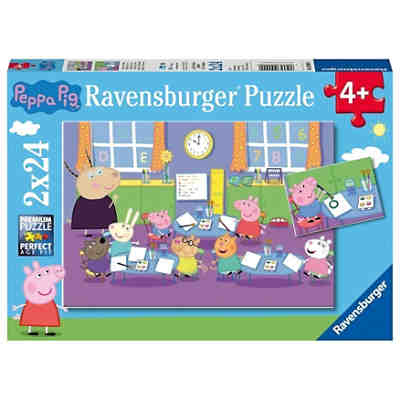 2er Set Puzzle, je 24 Teile, 26x18 cm, Peppa Pig: Peppa in der Schule