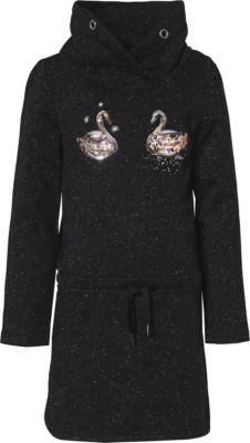 Kinder Sweatkleid mit Pailletten und Taillenbndchen, Schwan schwarz Gr. 98 Mdchen Kleinkinder