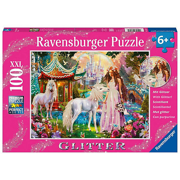 Puzzle, 100 Teile XXL, 49x36 cm, mit Glitzer, Im Reich der Blütenkönigin
