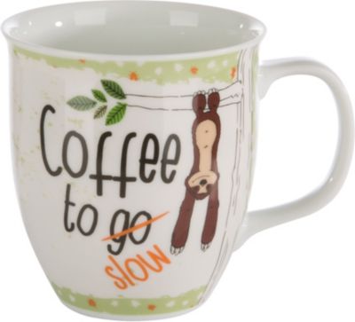 Tasse Faultier ´´Coffee to slow´´ 9,5 x 10 cm Porzellan (42554)