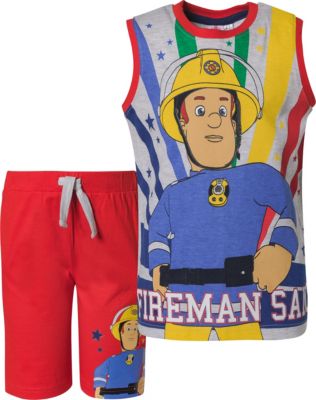 Feuerwehrmann Sam Beachset Top + Shorts rot Gr. 92/98 Jungen Kleinkinder