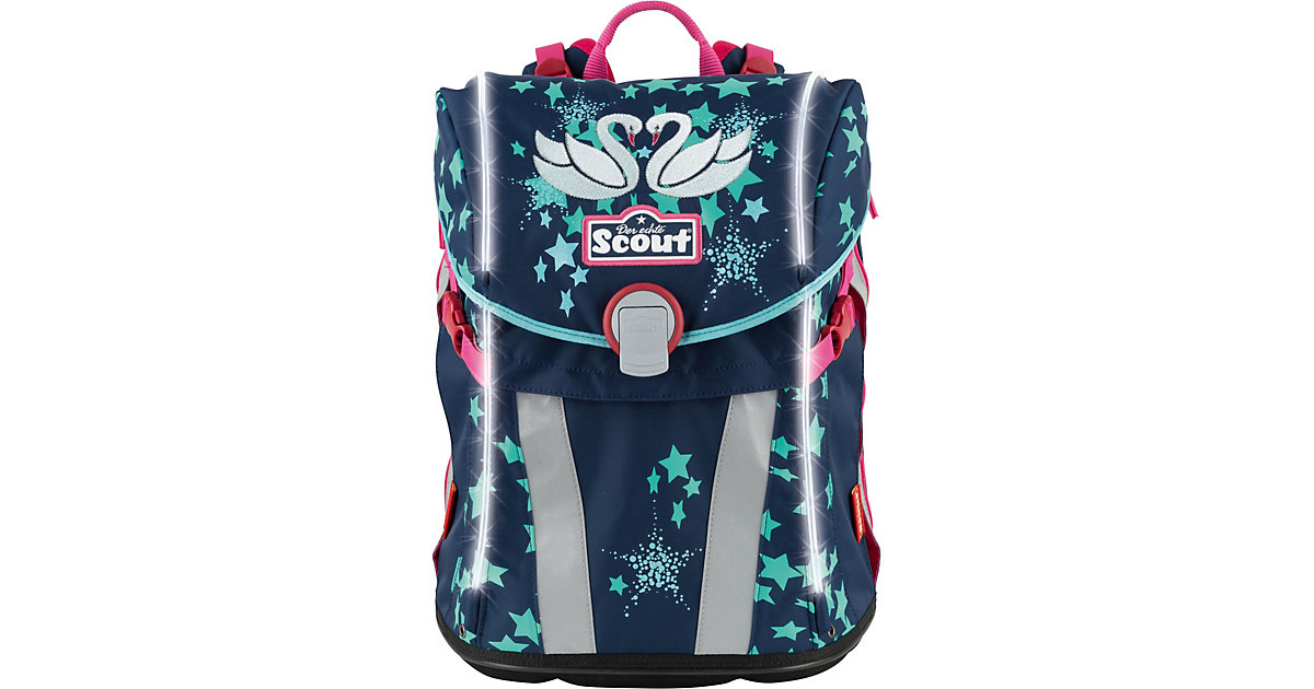 SCOUT · Schulranzenset SUNNY EXKLUSIV SAFETY LIGHT Silver Swan, 4-tlg. (Kollektion 2019) SCOUT · Schulranzenset SUNNY EXKLUSIV SAFETY LIGHT Silver Swan, 4-tlg. (Kollektion 2019)