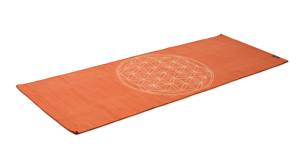 Yogateppich cotton rug - flower of life - mocca/creamBasis-Yogamatten beige-kombi