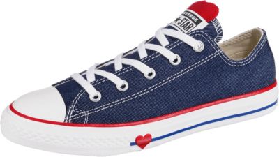 CONVERSE, Sneakers Low CTAS OX NAVYENAMEL REDBLUE für Mädchen, blue denim CONVERSE, Sneakers Low CTAS OX NAVYENAMEL REDBLUE für Mädchen, blue denim
