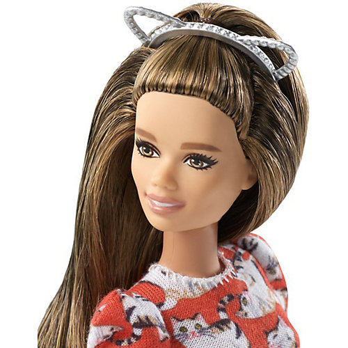 Кукла Barbie "Игра с модой" в красном платье с кошками, 29 см от Mattel