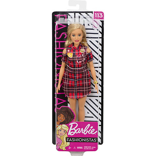 Кукла Barbie "Игра с модой" в красном клетчатом платье-рубашке, 29 см от Mattel