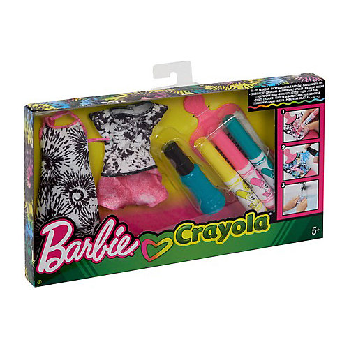 Игровой набор Barbie Crayola "Сделай моду сам" Сарафан, футболка и шорты от Mattel
