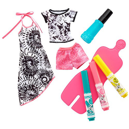 Игровой набор Barbie Crayola "Сделай моду сам" Сарафан, футболка и шорты от Mattel